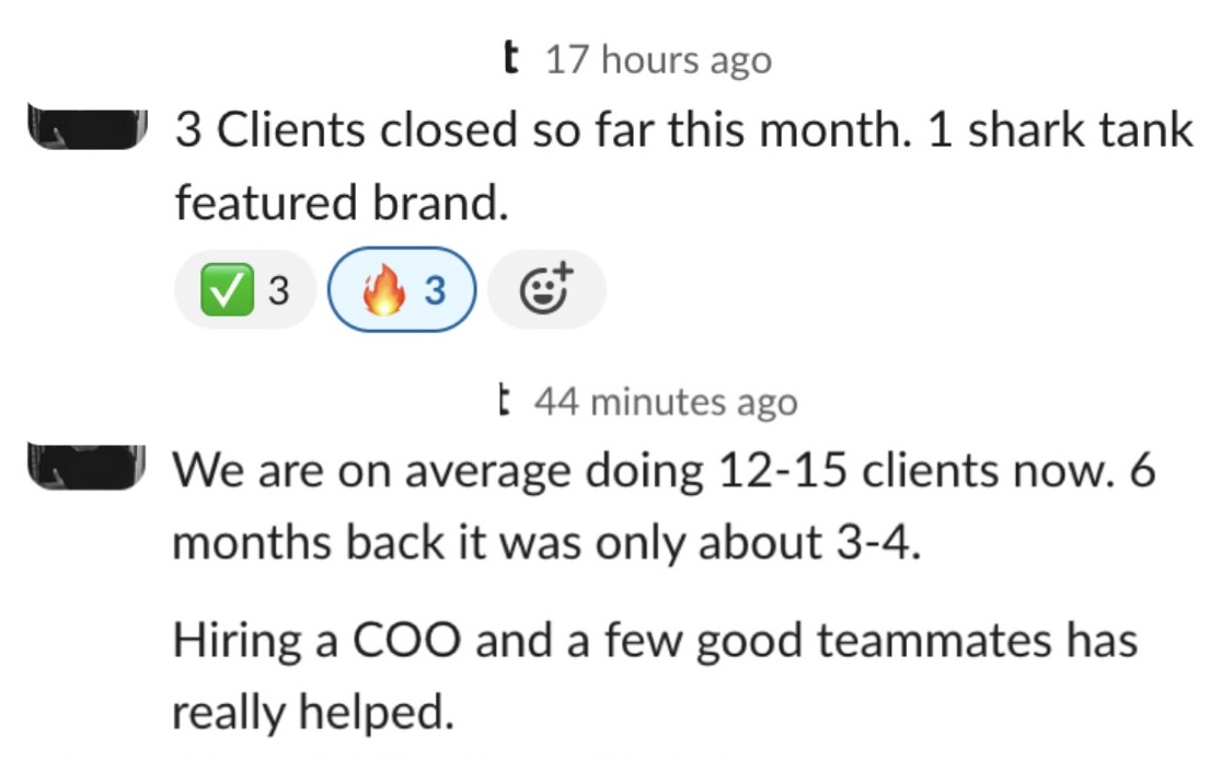 Founder win — 3 clients closed this month, now doing 12-15 clients